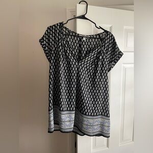 Max Studio Black Floral Print Blouse